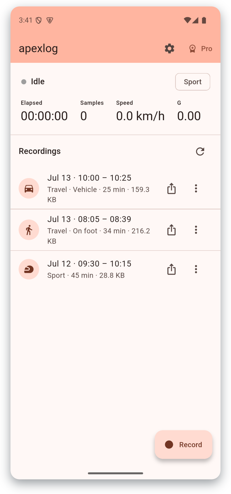 Session list